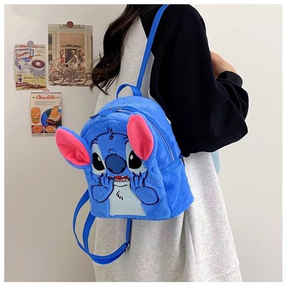 NWT Disney Stitch Blue Plush Small Backpack - Picture 3 of 7